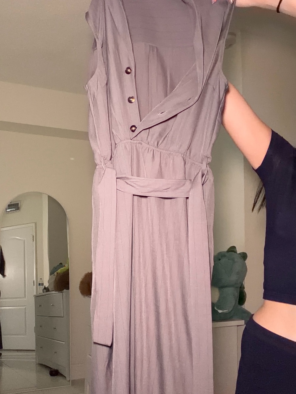 Sleeveless Mauve Maxi Dress with Belt
